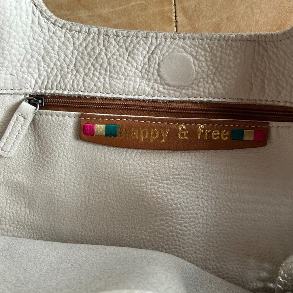 Boho Resort Genuine Leather Slouchy Tote Hobo Bag Tassle White - Picture 7 of 16
